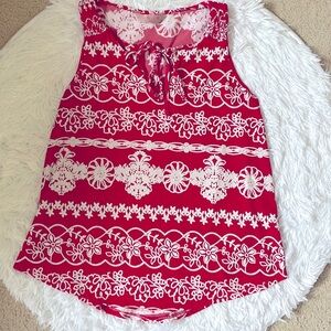 SJS Red and White Sleeveless Blouse